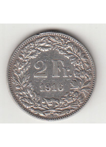 1916 - Svizzera Argento 2 Francs Silver Switzerland Standing Helvetia